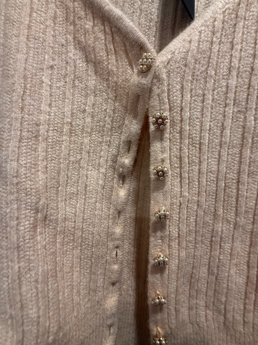 Lulu's Cream Ribbed V-Neck Button Cardigan - Picture 2 of 5
